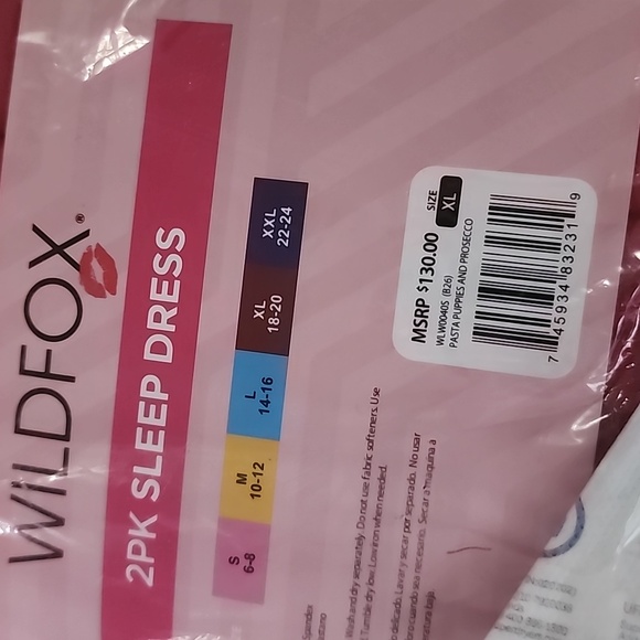 NEW! WILDFOX 2PK Sleep Dress Pasta Puppies and Prosecco Gift Set Pajama PJ Set - Picture 11 of 11